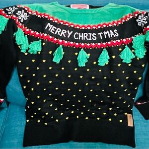 Tipsy Elves Black and Green Christmas Sweater